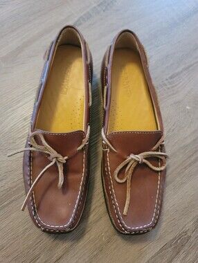 SPERRY Womens Top-Sider 8.5M Moc-Driver tie  brown leather *EUC*